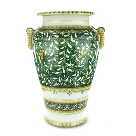 Portaombrelli Vaso in Ceramica di Castelli decoro Ornato Verde