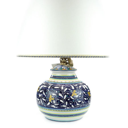 Lampada Sfera in Ceramica di Castelli decoro Ornato Blu