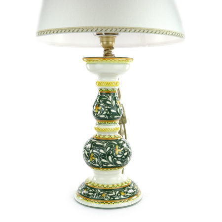 Lampada candelabro in Ceramica di Castelli decoro Ornato Verde