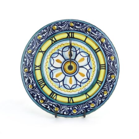 Orologio da parete in Ceramica di Castelli decoro Ornato Blu