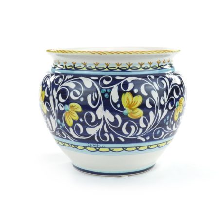 Portavaso in Ceramica di Castelli decoro Ornato Blu