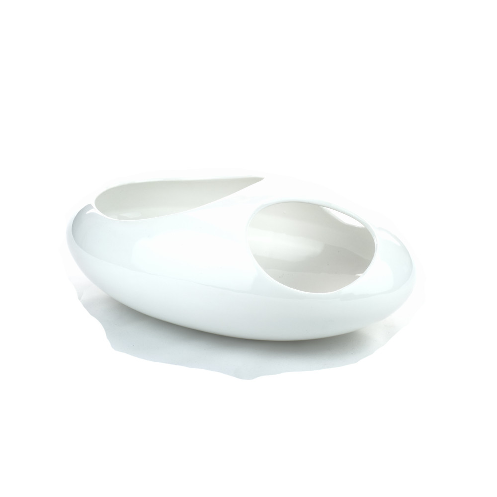 Centrotavola soprammobile linea design in ceramica bianco - Del Melo  Ceramiche