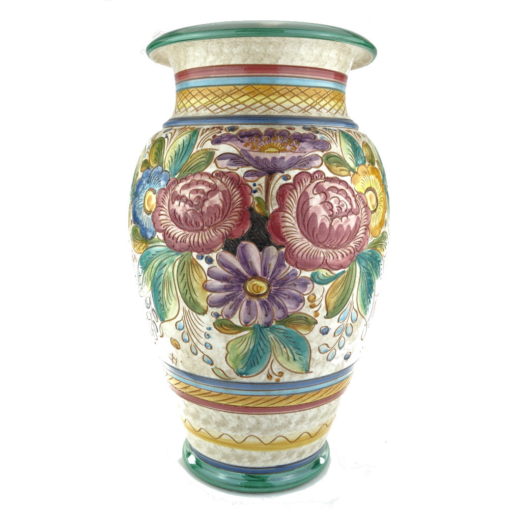 Portaombrelli Vaso in ceramica di Deruta decoro fiori