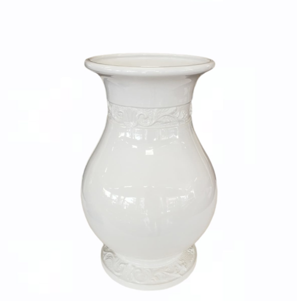 Portaombrelli in ceramica goffrata motivo floreale grigio/bianco Geko 