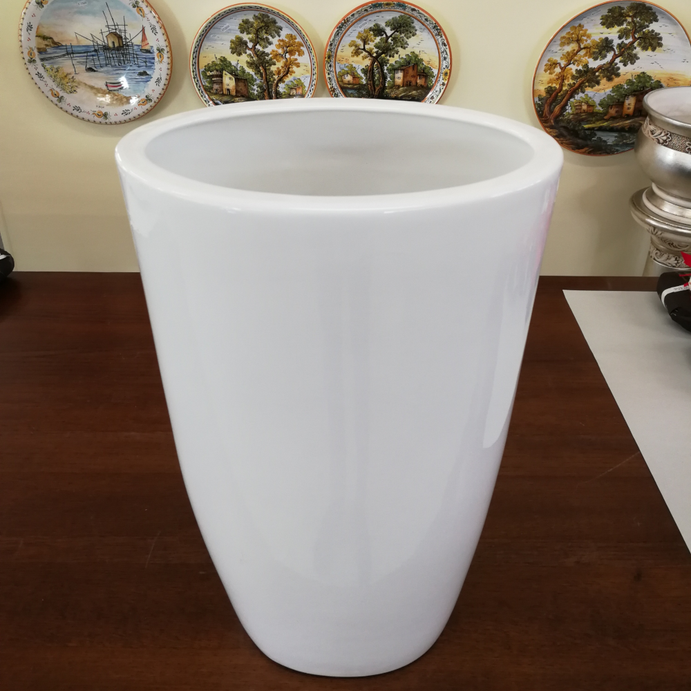 Portaombrelli Vaso bianco in ceramica forma ovale - Del Melo Ceramiche