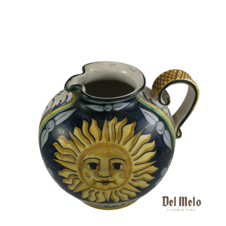 Vaso a palla con manico in Ceramica di Castelli SACA decoro Sole