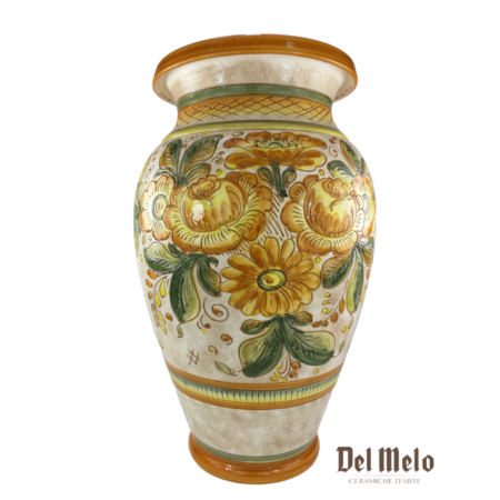 Portaombrelli Vaso in ceramica di Deruta decoro fiori Ocra