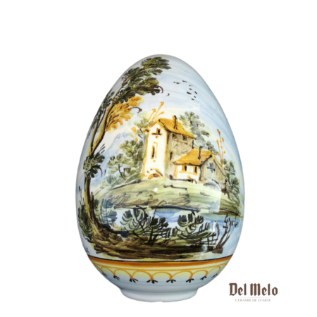 Uovo in Ceramica di Castelli decoro Paesaggio