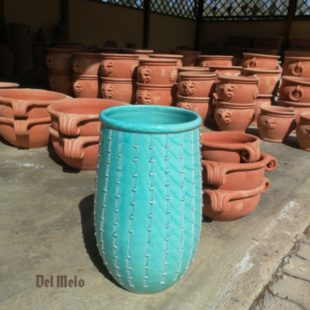 Portaombrelli Vaso in Maiolica Toscana linea Cactus Turchese